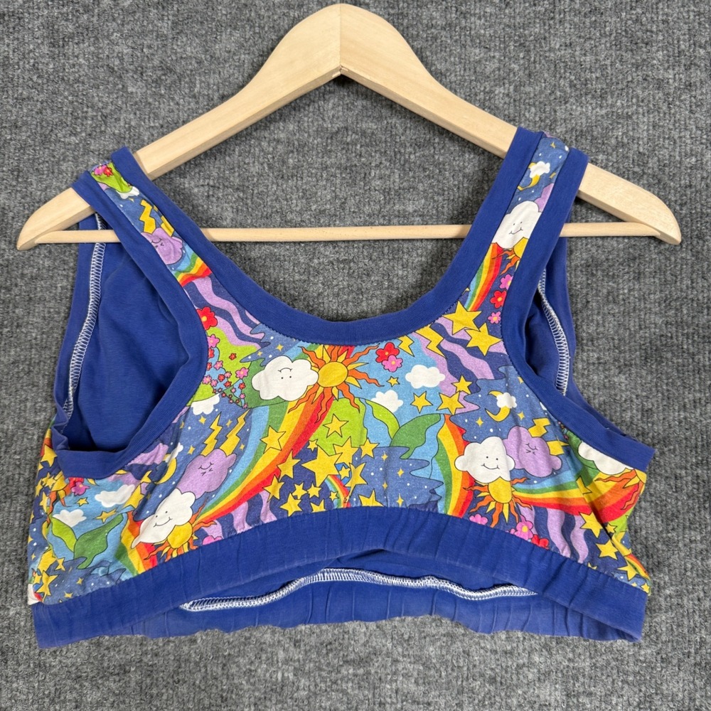 Molke Plus Size 2XL Bra Bikini Top Blue Cotton Blend Retro Rainbow Swim Beach UK - Picture 4 of 8